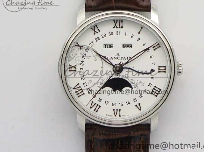 0318 WellDesigned Villeret 6651 YG ZF 1:1 Best Edition White Dial on Brown Leather Strap A 8000